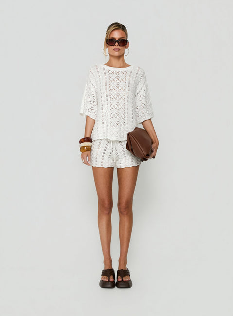 Rheara Knit Short Sleeve Top White
