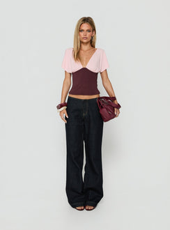Amalisa Batwing Spliced Top Pink / Burgundy