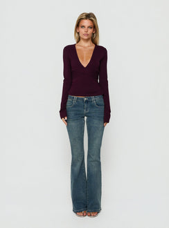 Madelon Long Sleeve Wrap Top Plum
