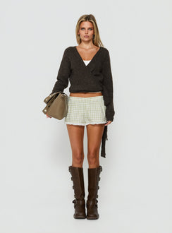 Genie Lace Trim Boxer Shorts Green Check