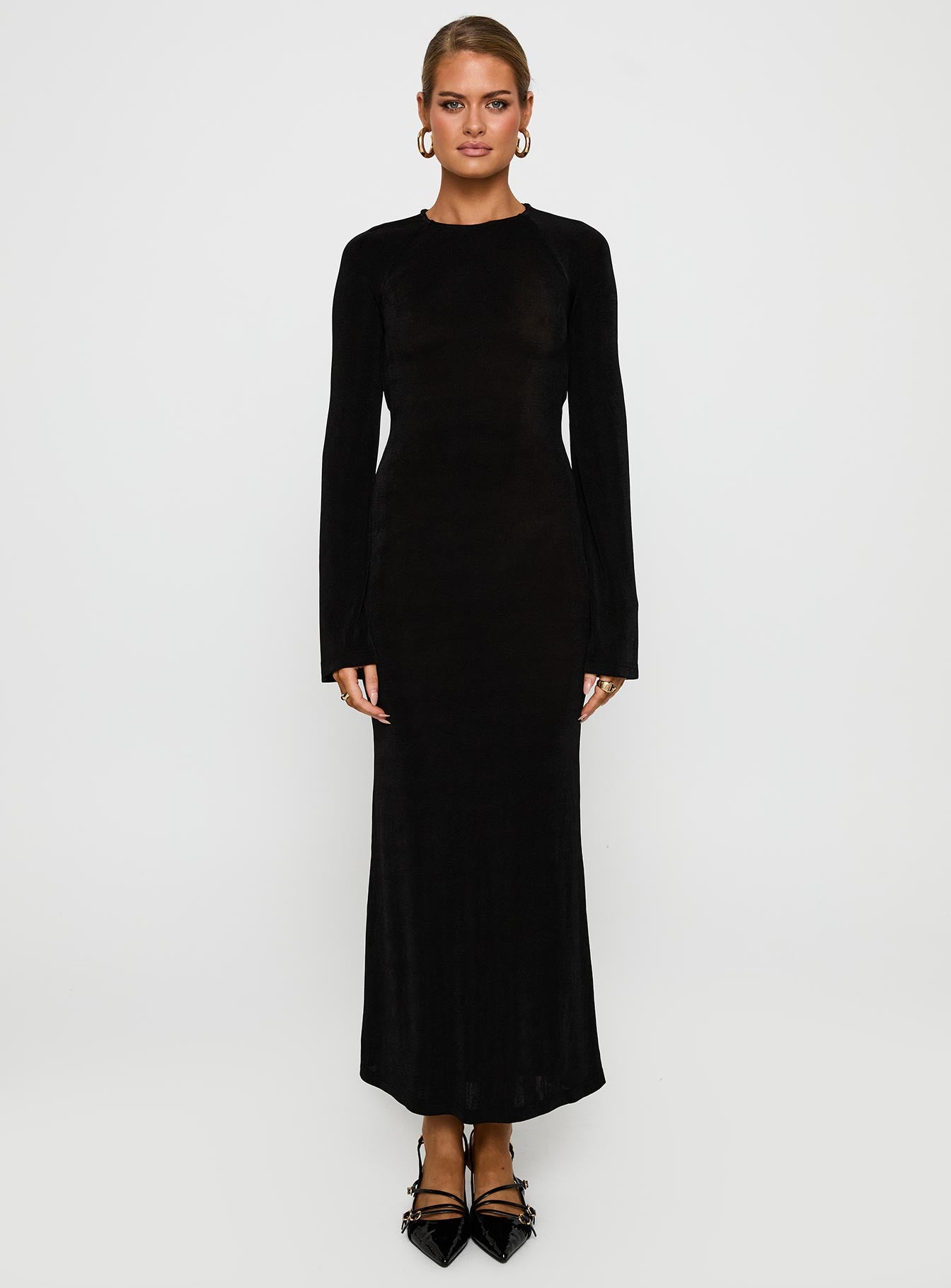 Amersham Long Sleeve Maxi Dress Black | Princess Polly