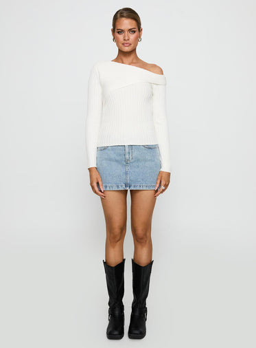 Jaybell Cold Shoulder Sweater White