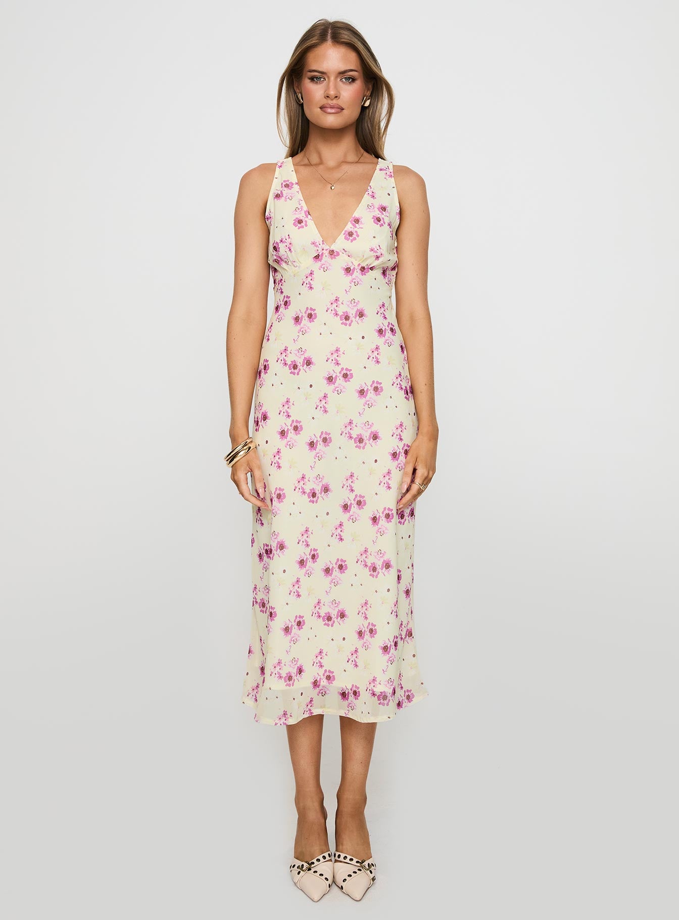 Nellie Midi Dress Floral | Yellow | Womens | Princess Polly Nellie Midi Dress Floral | Yellow | Womens | Princess Polly