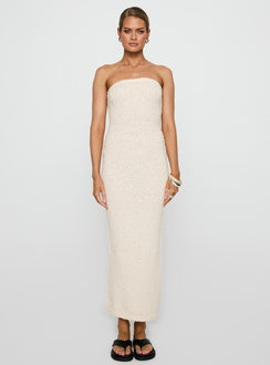 Cloud Strapless Boucle Maxi Dress Cream