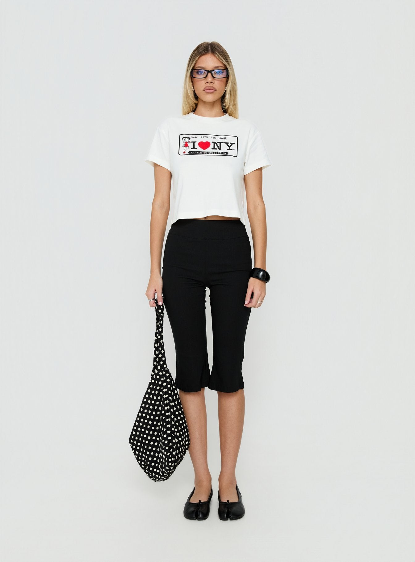 Betty Loves NY Graphic Baby Tee White