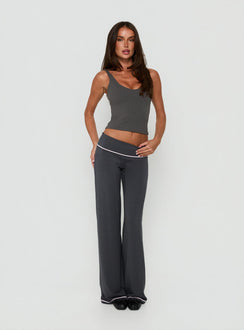 Daily Define V Neck Tank Top Charcoal