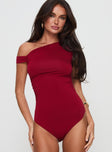 front view of model wearing Princess Polly Beller Bodysuit Red Short Sleeves 