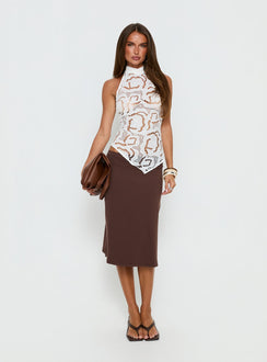 Sailboat Asymmetrical Halter Top White