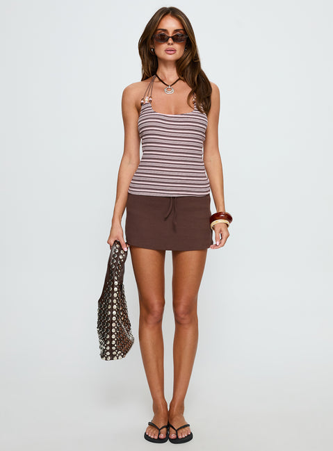 Roller Coaster Bead Detail Top Pink Stripe