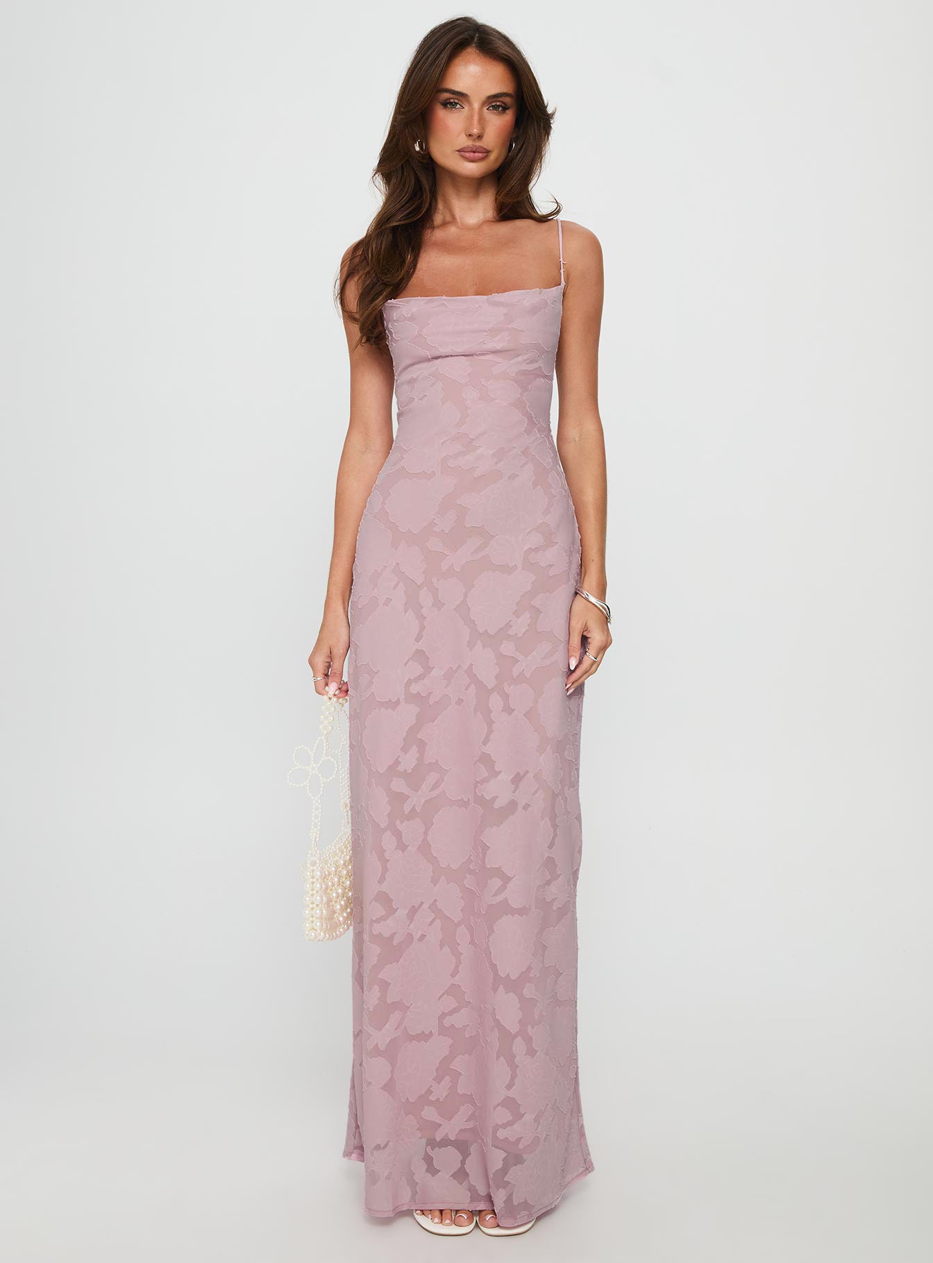 Celena Maxi Dress Light Pink Burnout | Princess Polly Celena Maxi Dress Light Pink Burnout | Princess Polly
