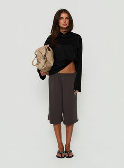 Settle Down Long Sleeve V Neck Top Black