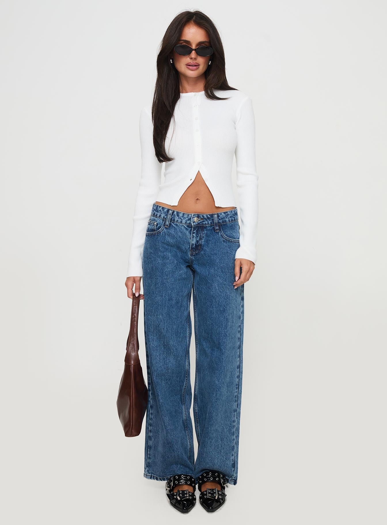 Suzu Long Sleeve Knit Top White | Princess Polly