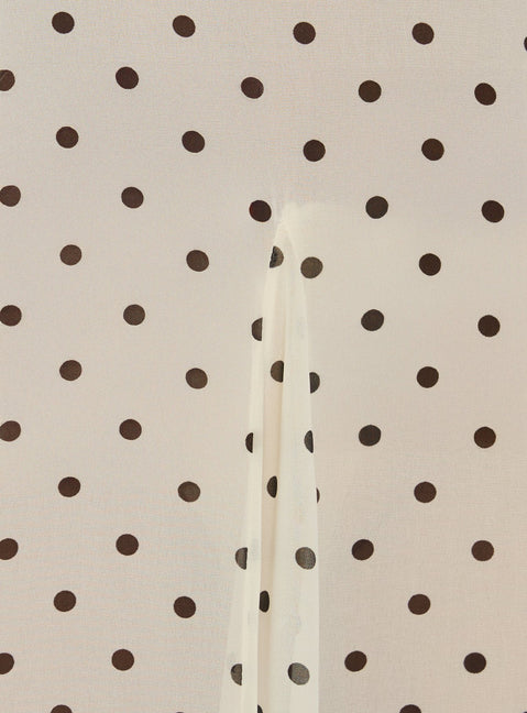 Loulah Sheer Chiffon Maxi Dress Cream Polka Dot