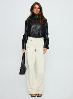 Monay Faux Leather Jacket Black