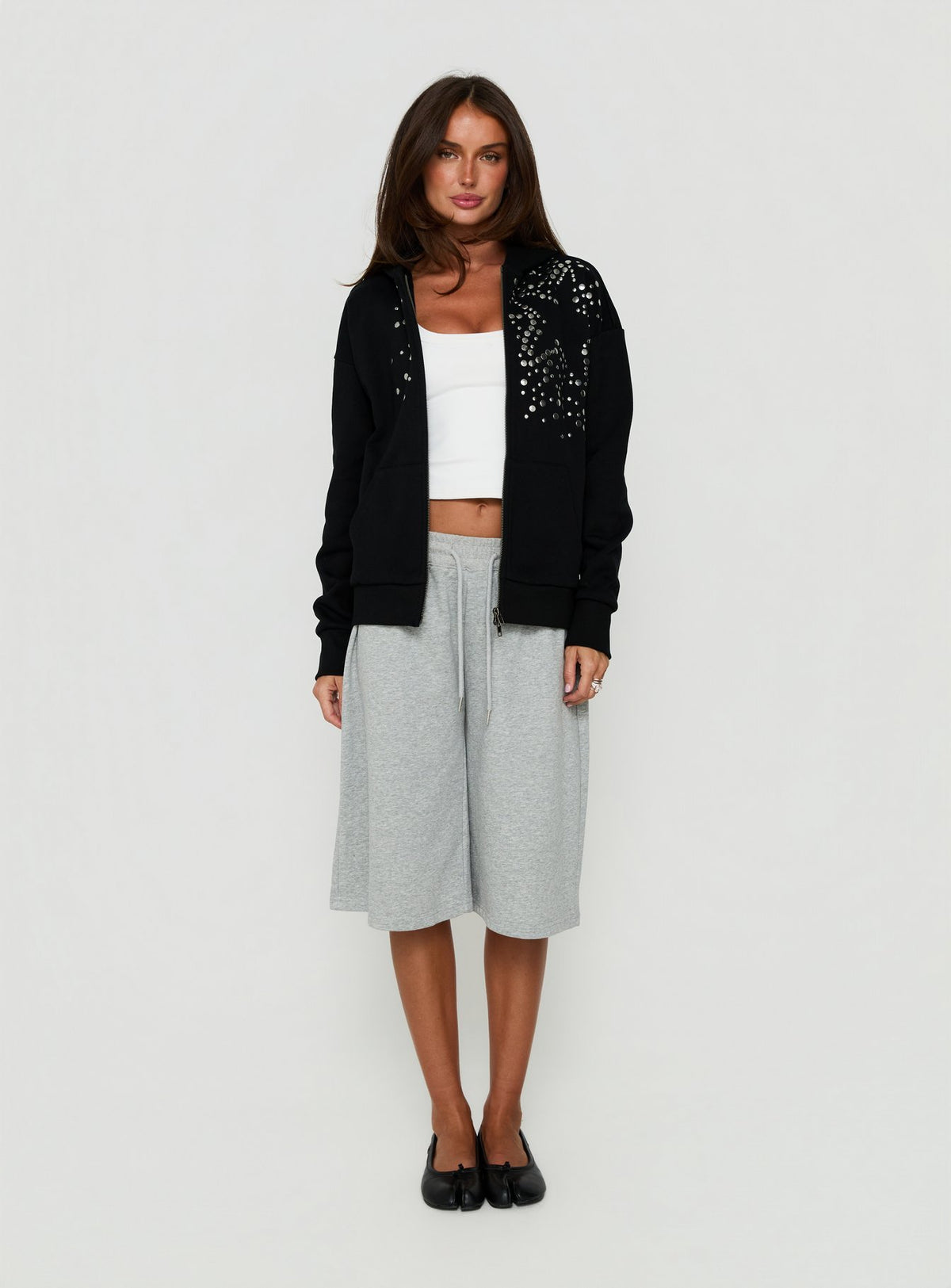 All Day Studded Oversized Hoodie Black