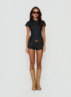 Raminna Low Rise Micro Shorts Raw Denim