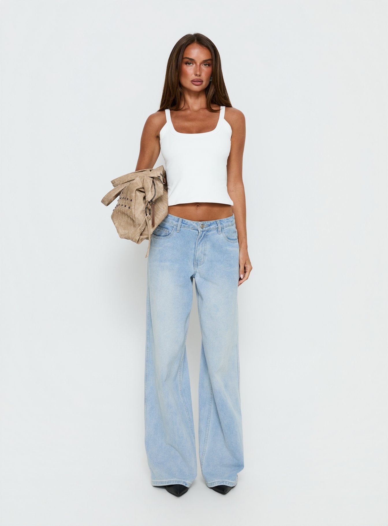 Kasper Cinched Longline Tank Top White | Princess Polly
