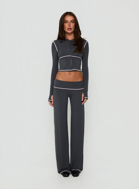 Kimberlyn Jersey Straight Leg Pants Grey