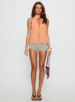 Rhevena Plunge Backless Top Orange