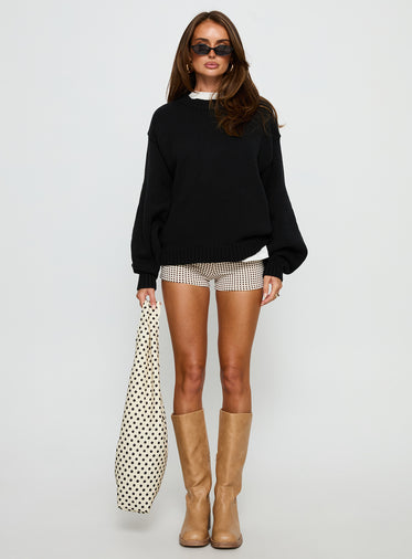 Harmony Balloon Sleeve Knit Sweater Black