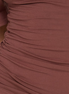 Luckiest Girl Off Shoulder Cinched Top Clay
