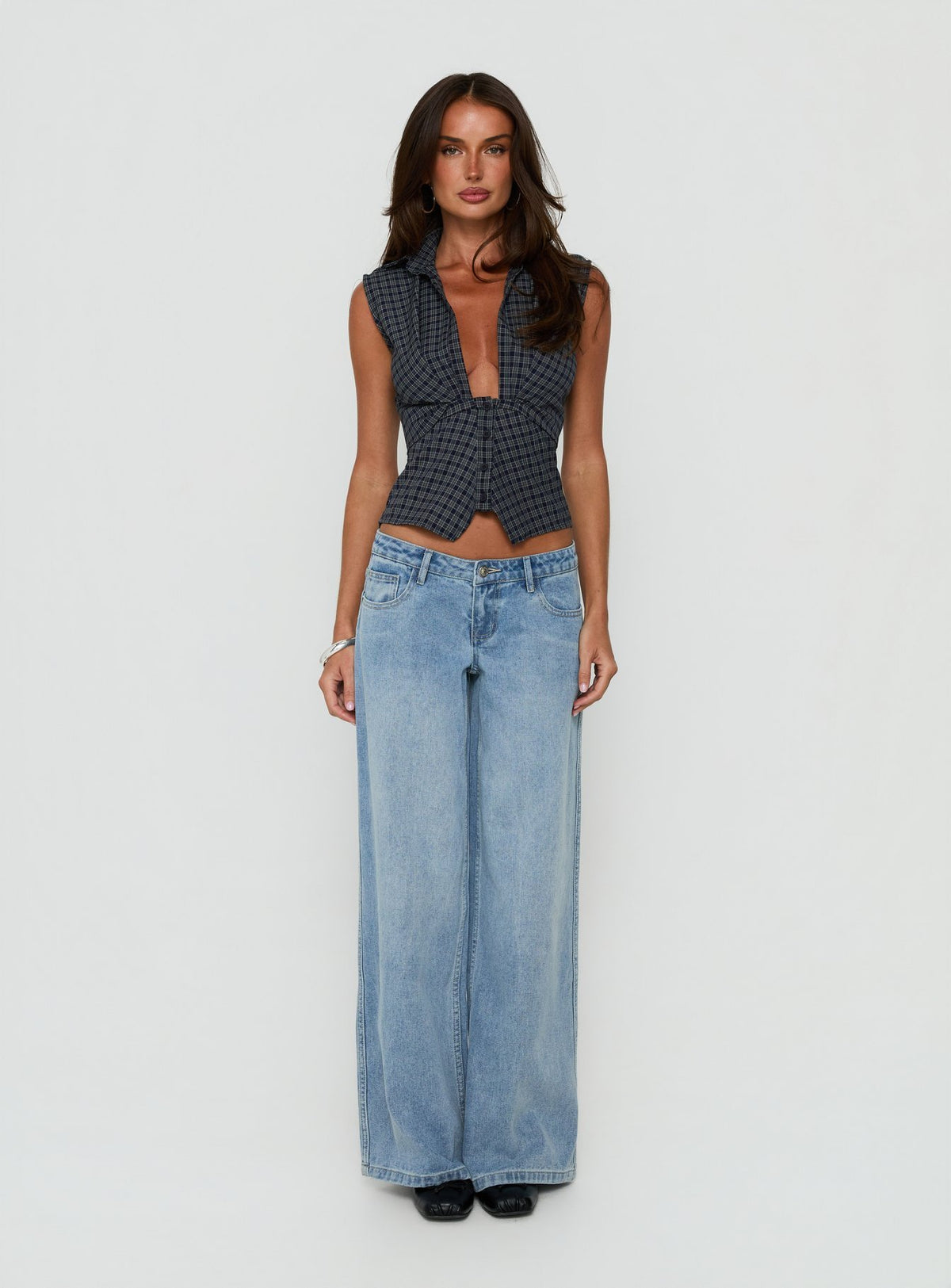 Kambria Cinched Top Navy Check