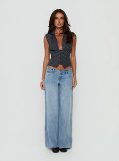 Kambria Cinched Top Navy Check