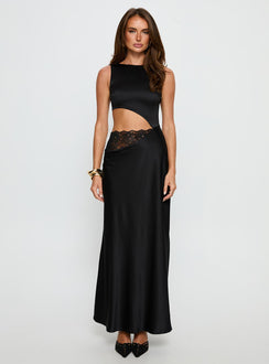Lareina Cut Out Lace Maxi Dress Black