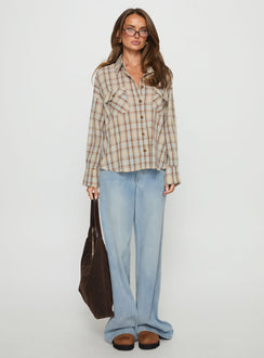 Sweet Summer Flannel Top Blue Check