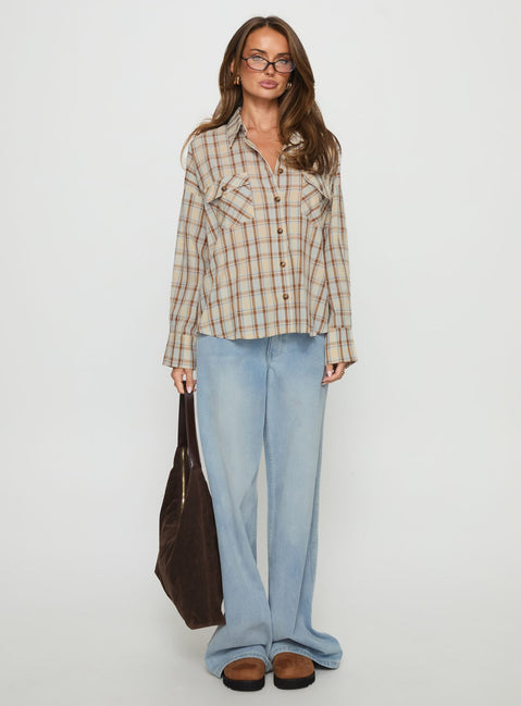 Sweet Summer Flannel Top Blue Check
