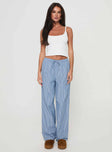 Blue and white striped pants Elasticated waistband with drawstring fastening, straight leg