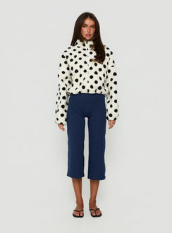 Sammee Polar Fleece Contrast Zip Through Jacket White Polka
