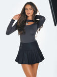 Long sleeve top Cut out at bust Good stretch Unlined 