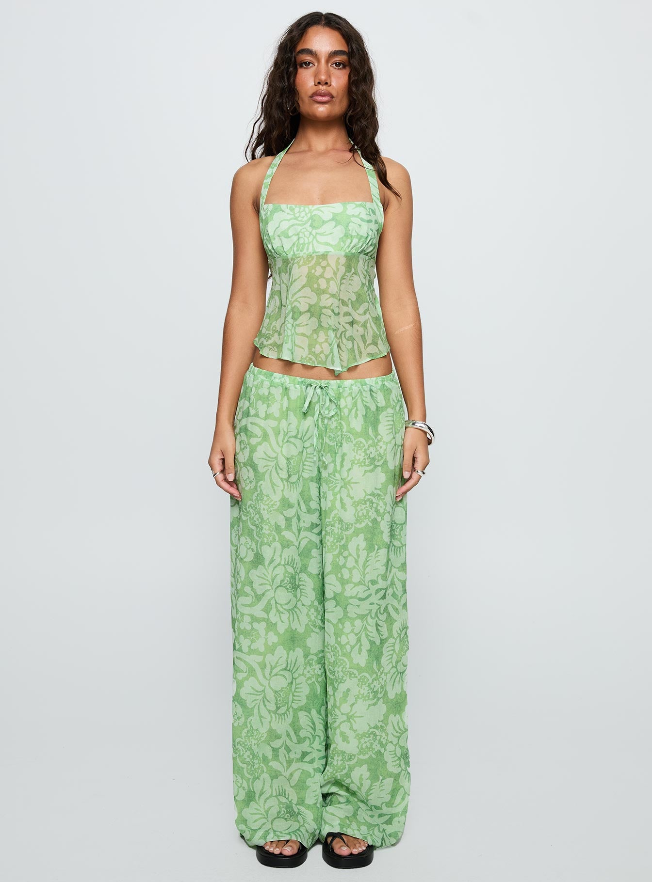 Finesse Pants Green Floral | Princess Polly Finesse Pants Green Floral | Princess Polly