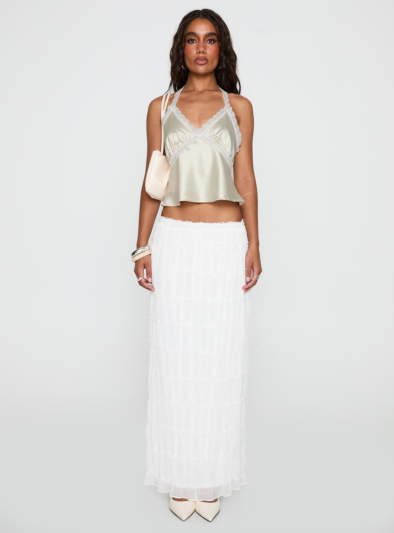 Estefania Maxi Skirt White | Princess Polly
