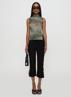 back view of model wearing Princess Polly Nights All Alone High Neck Top Multi Sleeveless High Neck 