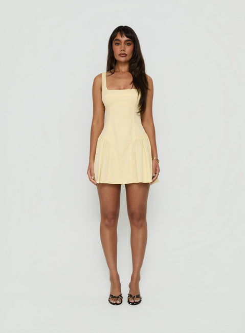 Lelouise Tie Back Mini Dress Butter Yellow