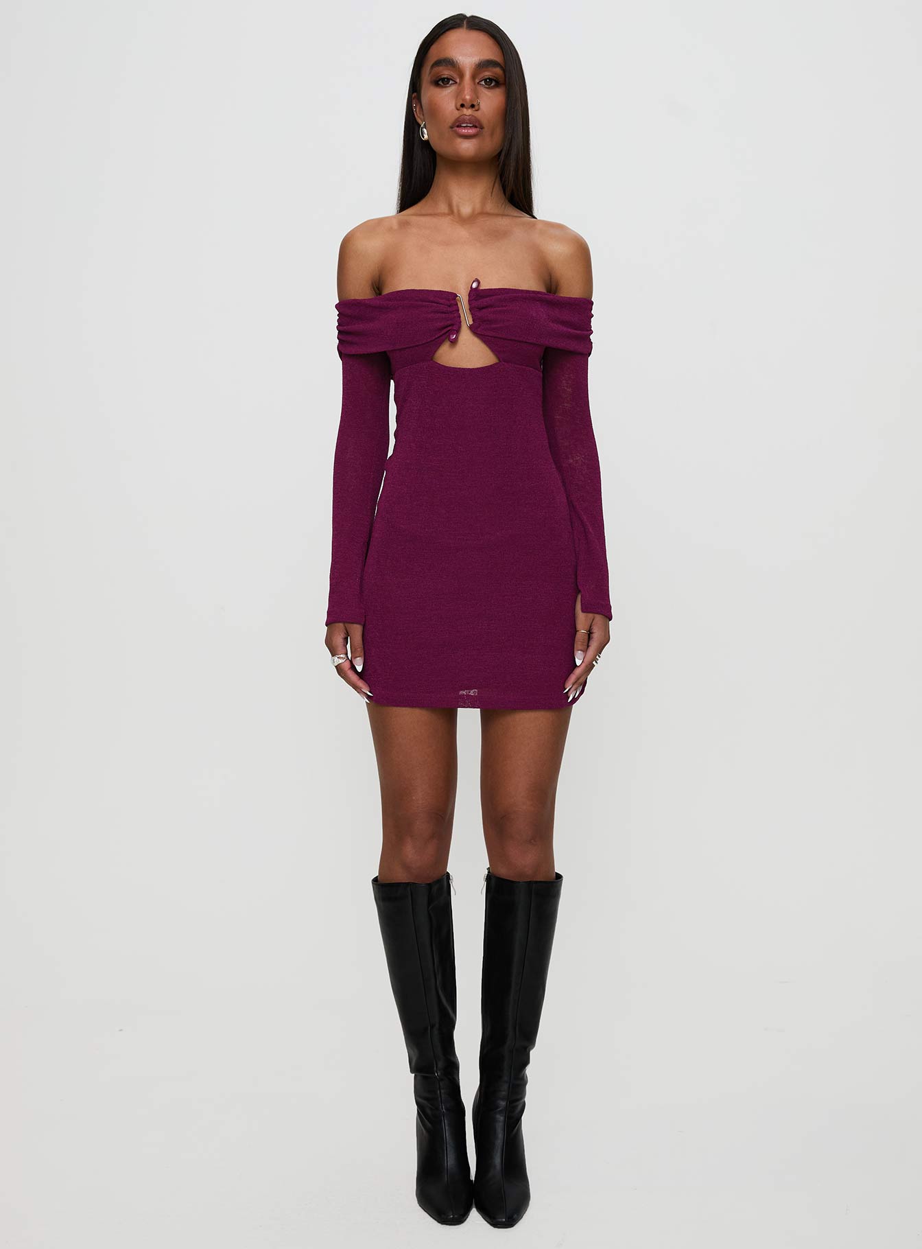 Firenza Long Sleeve Mini Dress Purple | Princess Polly Firenza Long Sleeve Mini Dress Purple | Princess Polly