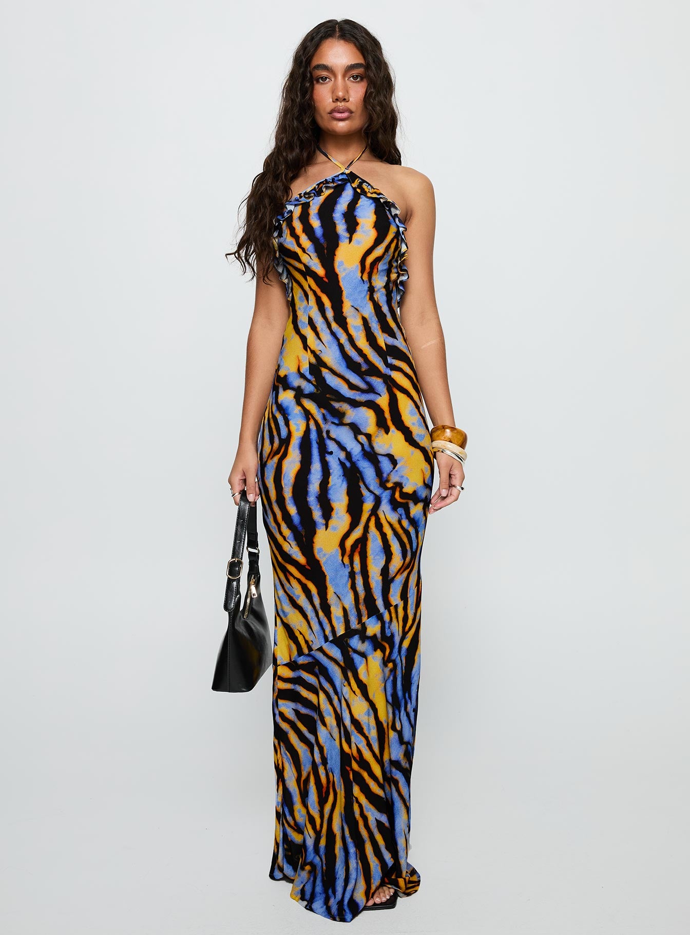 Virginia Beach Backless Maxi Dress Blue Zebra | Princess Polly Virginia Beach Backless Maxi Dress Blue Zebra | Princess Polly