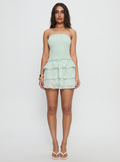 Sunkiss Frill Mini Dress Green Burnout