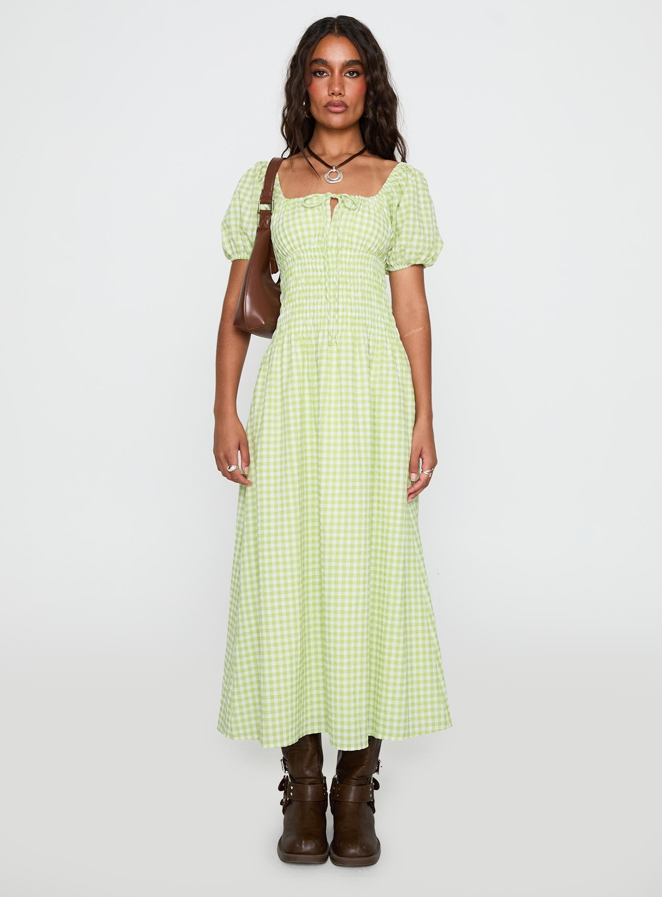 More Than Butterflies Maxi Dress Green Check | Princess Polly More Than Butterflies Maxi Dress Green Check | Princess Polly