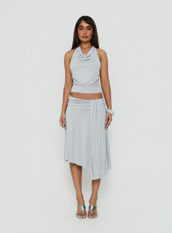 Adreana Halter Jersey Top Grey Marle