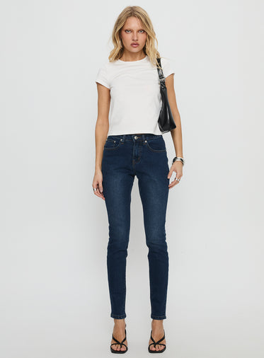 Illyssa Mid Rise Skinny Jeans Mid Blue Wash