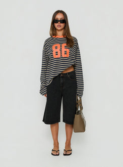 All Rounder Long Sleeve Varsity Graphic Top Multi Stripe