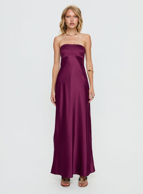 Rozelle Strapless Maxi Dress Currant