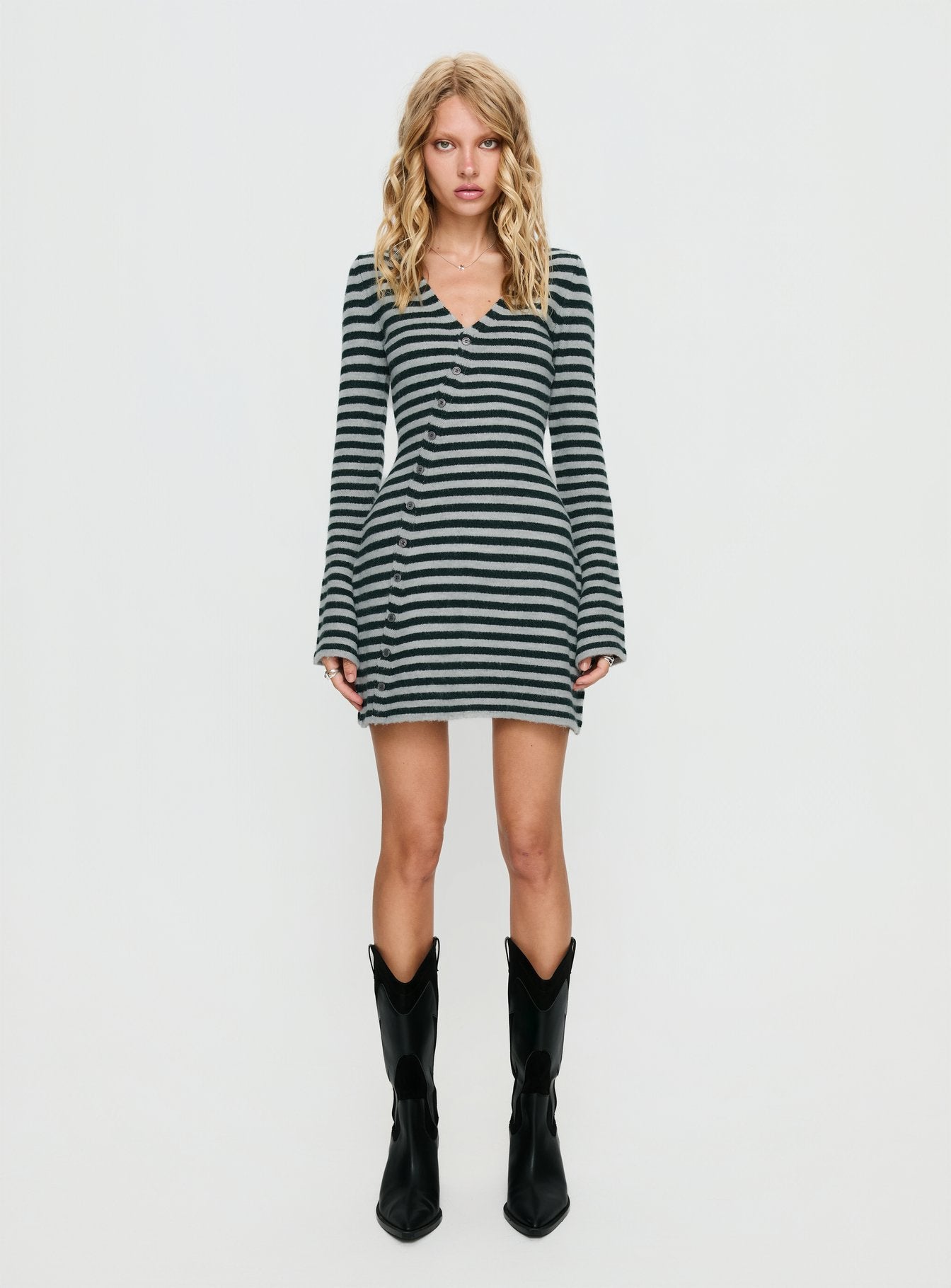 Morgen Asymmetrical Long Sleeve Mini Dress Grey | Green Stripe | Grey | Green Stripe | Womens | Princess Polly Lower Impact Morgen Asymmetrical Long Sleeve Mini Dress Grey | Green Stripe | Grey | Green Stripe | Womens | Princess Polly Lower Impact