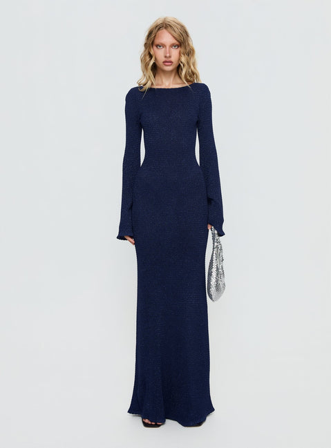 Rhapsody Long Sleeve Knit Maxi Dress | Navy | Womens | Princess Polly Lower Impact Rhapsody Long Sleeve Knit Maxi Dress | Navy | Womens | Princess Polly Lower Impact
