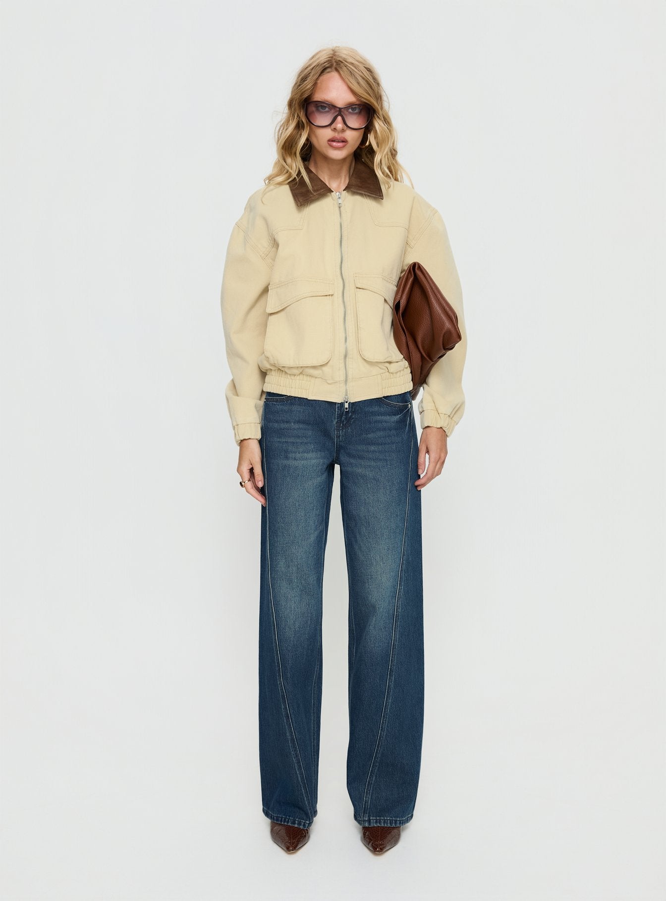 Sancia Bomber Jacket Beige | Princess Polly