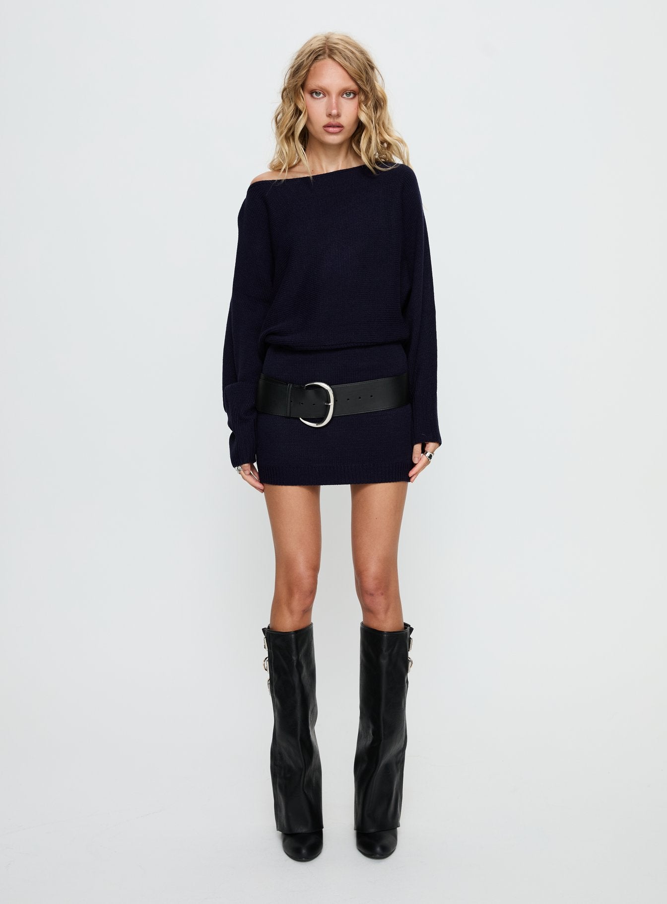 Bellamie Long Sleeve Mini Dress Navy