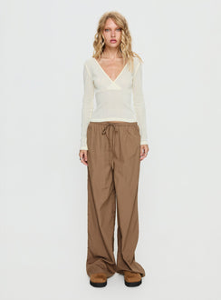 Cassidey Cross Front Long Sleeve Top Cream